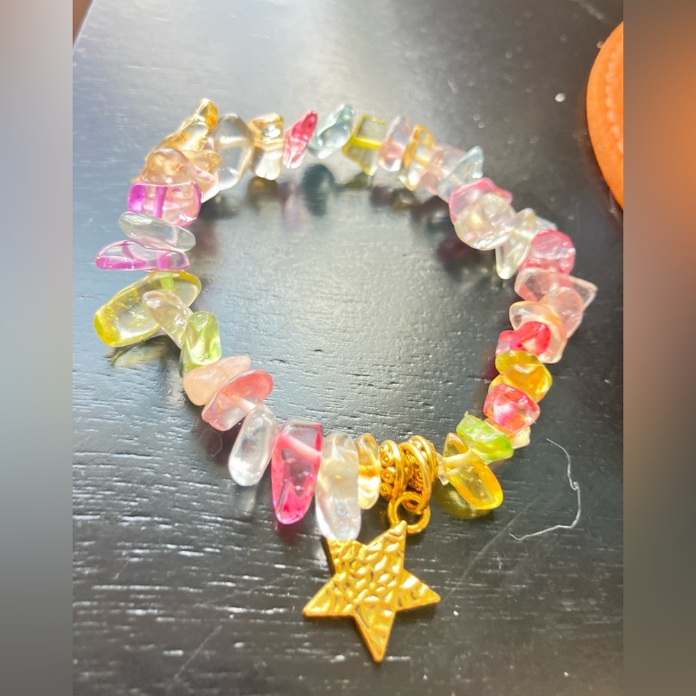 Multicolor Gemstone Teens Kids Bracelet with Star Charm